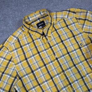 Marmot Shirt Mens Large Yellow Plaid Short Sleeve Button Up Hiking Casual